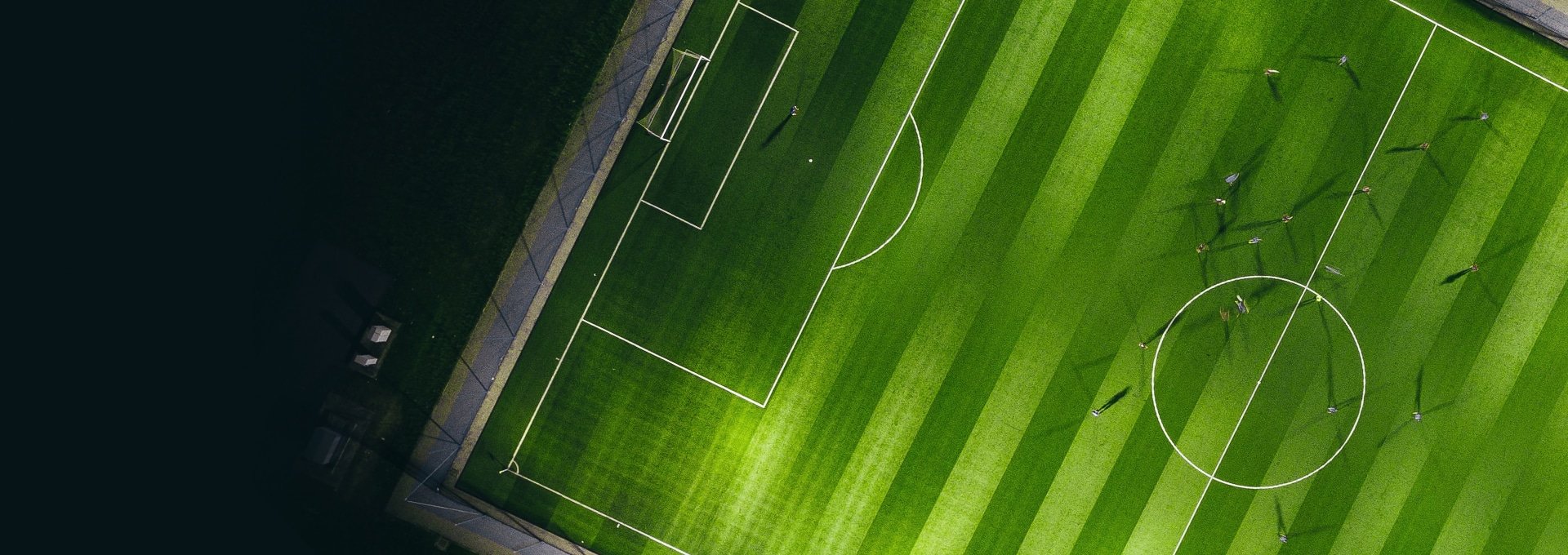 overhead view of regulation soccer field